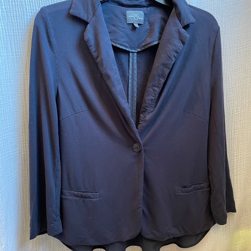 Market & Spruce knit blazer back ruffle